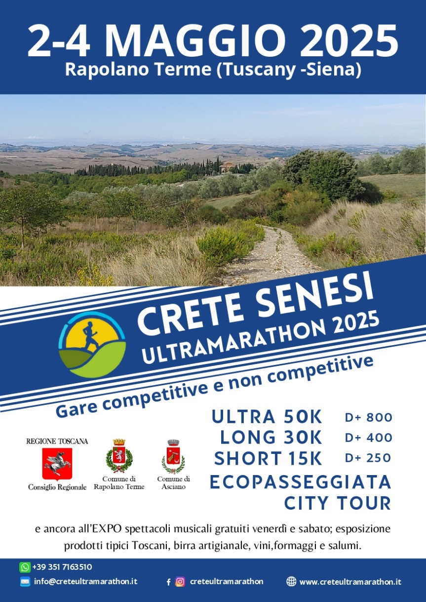 Provincia di Siena: A Gabriele Grassi e Lorena Piastra la 3^ Crete Senesi&nbsp;Ultramarathon