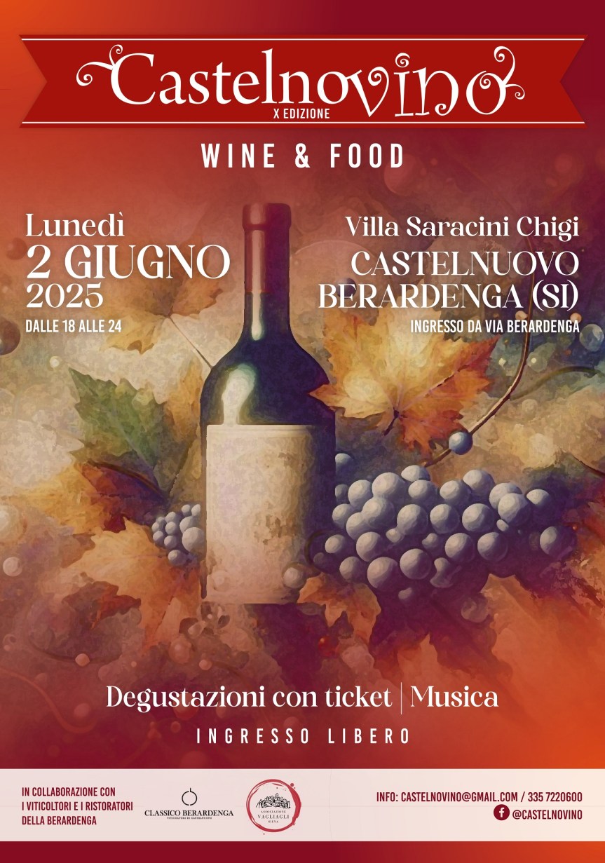 Provincia di Siena: Castelnovino 2025, il 2 giugno a Villa Chigi un viaggio tra sapori, musica e&nbsp;tradizione