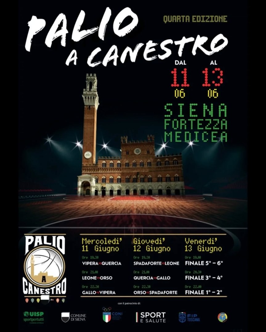 Siena, PalioAcanestro: al via la quarta edizione del torneo in Fortezza&nbsp;Medicea