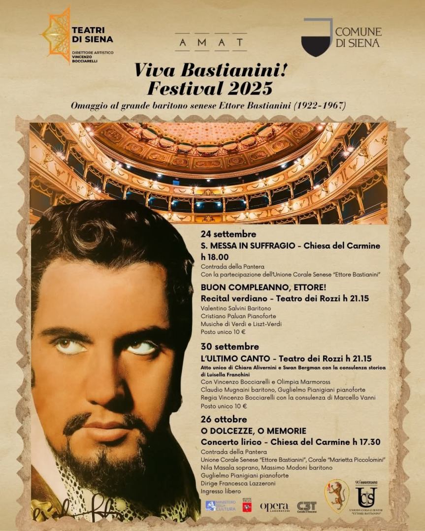 Siena: “O dolcezze, o memorie”, nella chiesa del Carmine appuntamento finale con Viva Bastianini!&nbsp;Festival