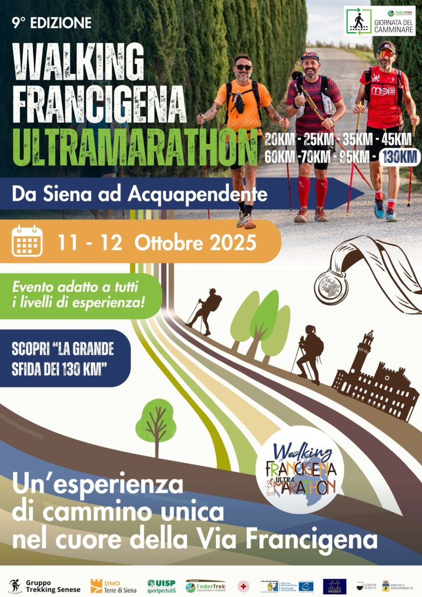 Siena, Oltre mille partecipanti per la Walking Francigena Ultramarathon: ”Priorità a sicurezza e&nbsp;inclusione”
