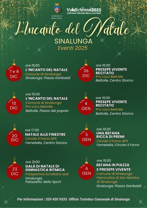 Provincia di Siena: ‘L’Incanto del Natale’, si accende a Sinalunga con spettacoli di magia e marionette, cori gospel, mercatini, Babbo Natale e il&nbsp;Grinch