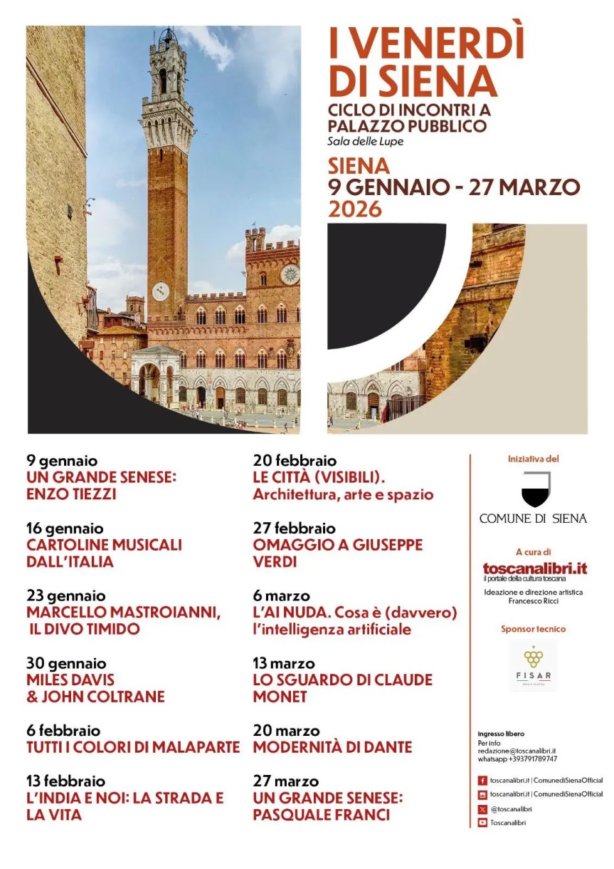 Siena: “Venerdì di Siena”, nuovo ciclo di incontri per il 2026. Dialoghi interculturali tra dibattiti e&nbsp;approfondimenti